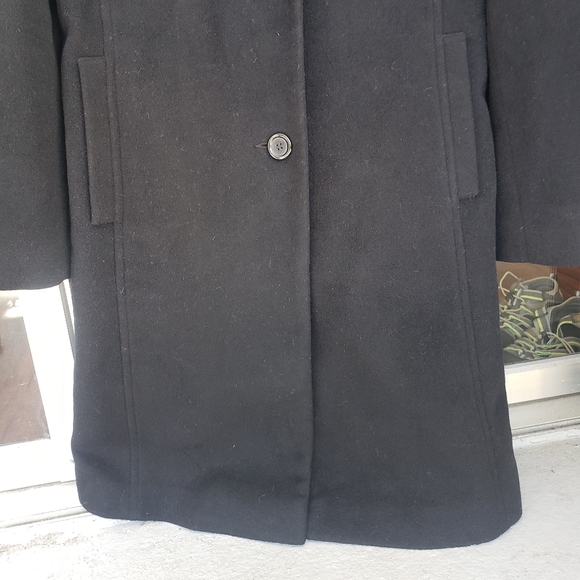 Larry Levine Design black wool & cashmere blend midi pea coat 10 - Picture 7 of 12